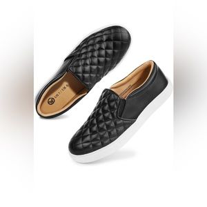 Slip On Shoes Faux Leather Black Low Top Sneakers - 9.5 never worn